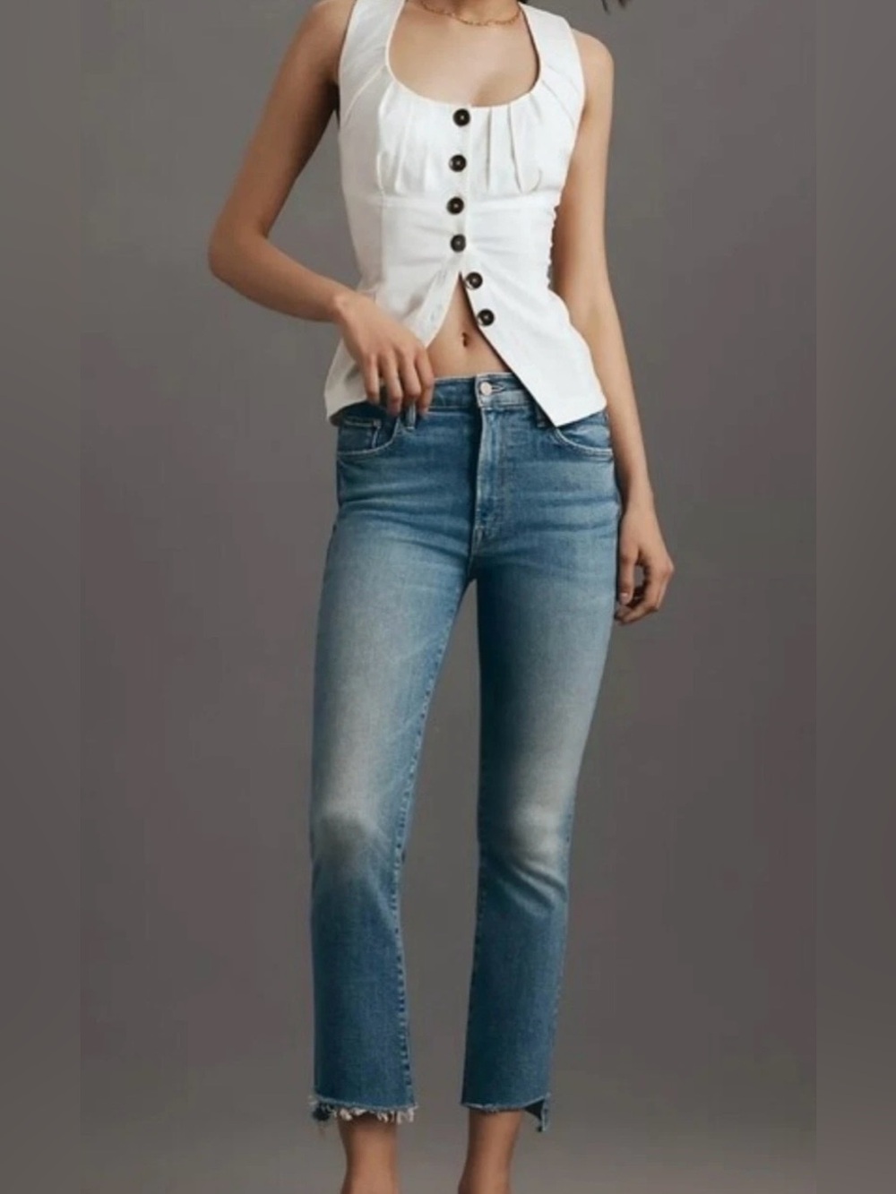 MOTHER Jeans The Insider Crop Step Fray Straight Leg Mid Rise Casual Size 29 - Picture 2 of 14